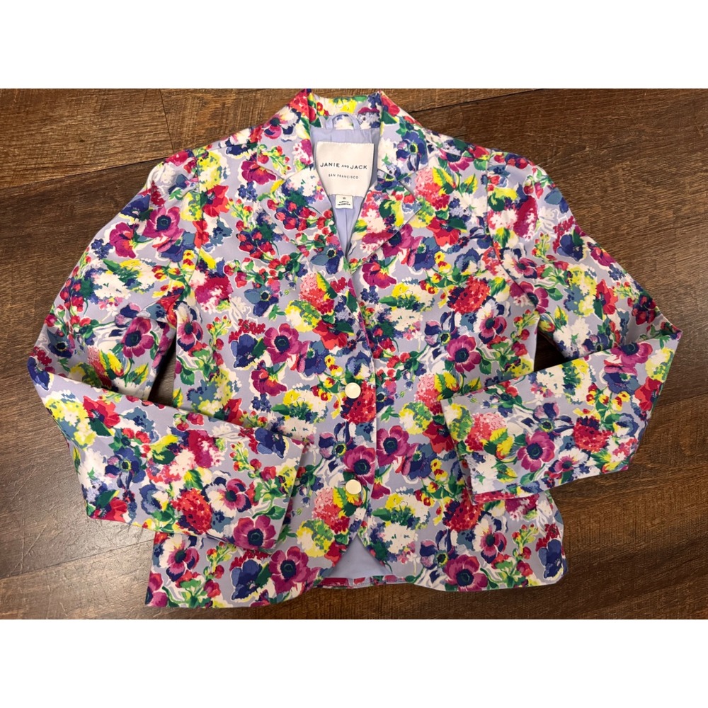 Janie and Jack Girls Size 10 Floral Blazer Jacket Multicolor Fully Lined
